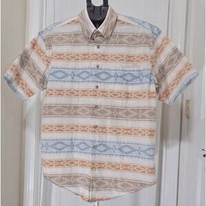 Panhandle Mens Large Western Shirt Aztec Stripe Button Up Short Sleeve